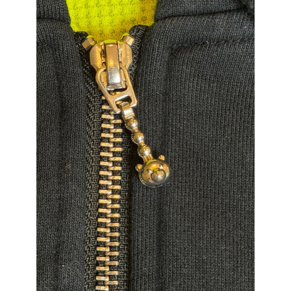 Teddy Fresh Thermal Waffle Lined Zip Up Hoodie Black Neon Green Mens Size Medium - Picture 5 of 9
